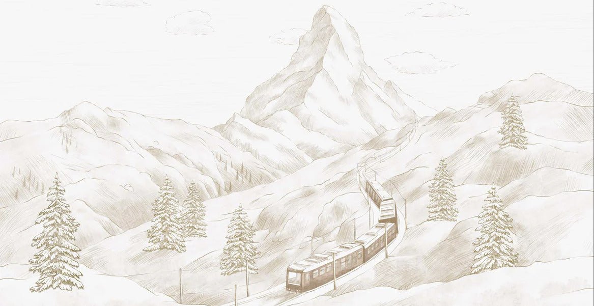 Papel pintado Matterhorn panorámico en sepia