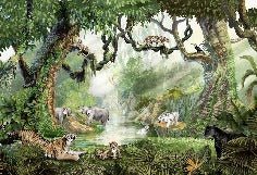Papel pintado infantil jungla secreta
