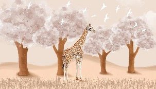 Papier peint chambre enfant Girafe dans la Savane, mural concept, tendance