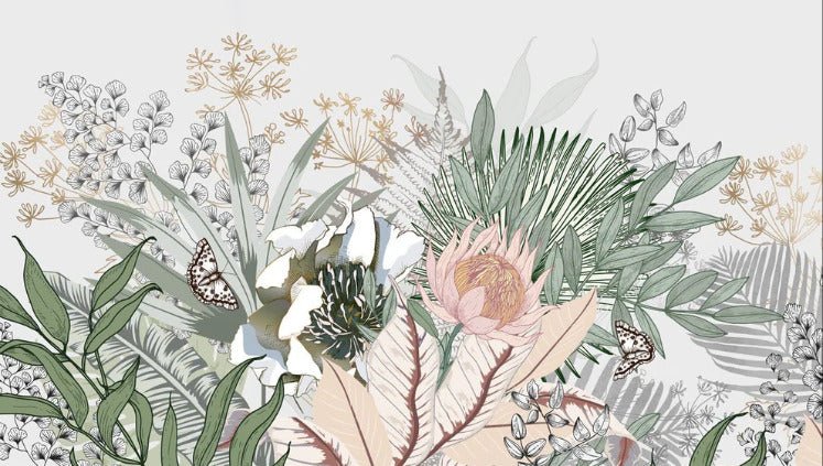 Papel pintado Botánico floral panorámico