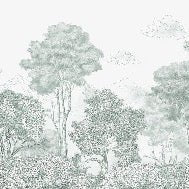 Papel pintado Panorámica de bosques verdes y montañas
