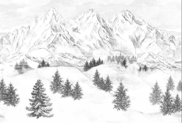 Papier peint montagne sommets de Chamonix, XXL, tendance