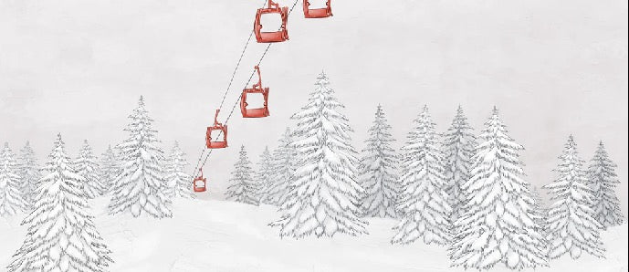 Papel pintado góndola roja montaña
