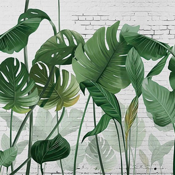 Papel pintado vintage de hojas de plátano