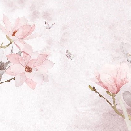 Papier peint aquarelle magnolia rose, XXL, tendance