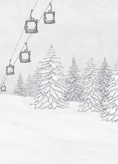 Papel pintado blanco y negro góndola montaña