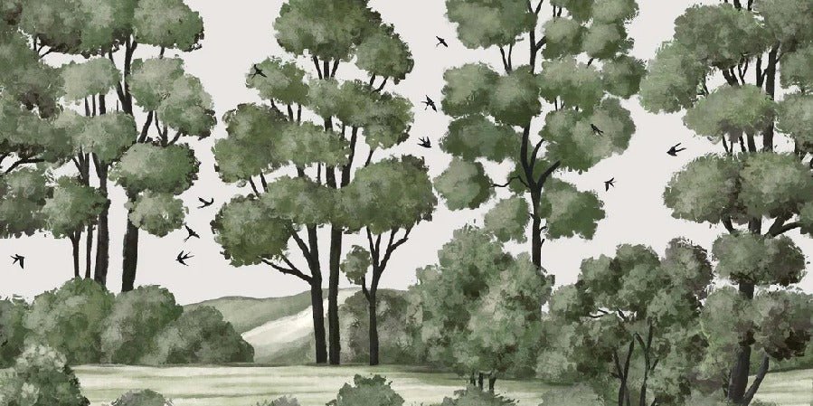 Papel pintado Paisaje río bosque verde