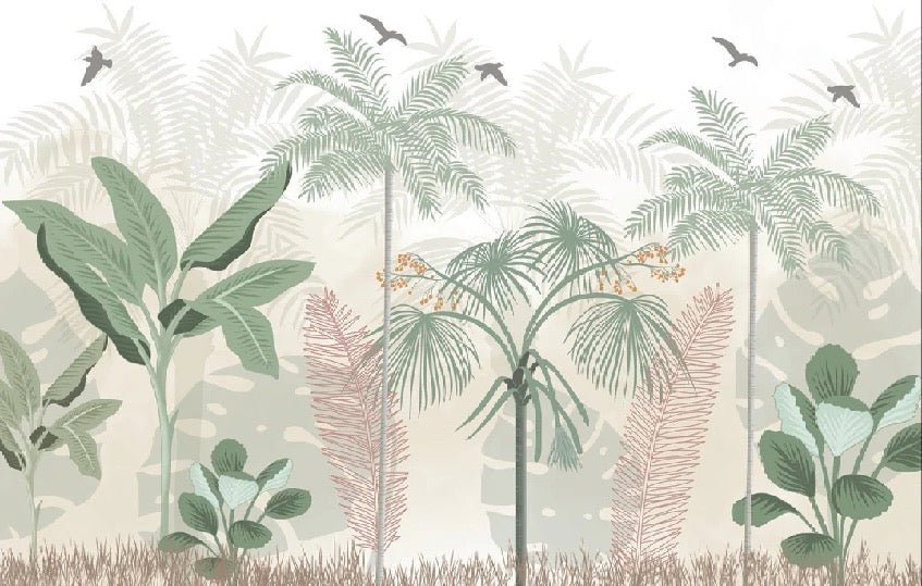 Papier peint panoramique jungle pastel, XXL, tendance