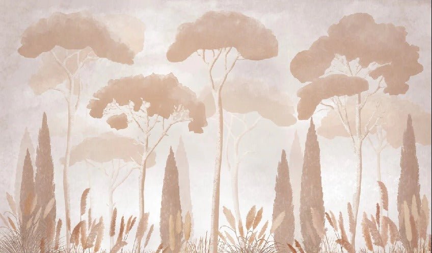 Papel pintado pino ciprés sepia