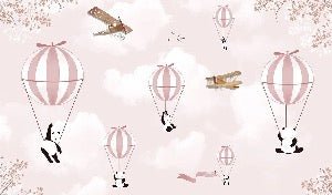 Papel pintado Dormitorio infantil Panda nuage rosa