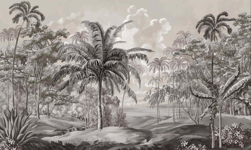 Papel pintado Paisaje de Célebes en blanco y negro