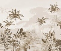 Panorámica selva edén sepia papel pintado