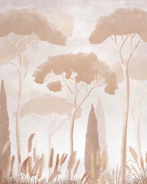 Papier peint sépia cyprès pins, XXL, tendance