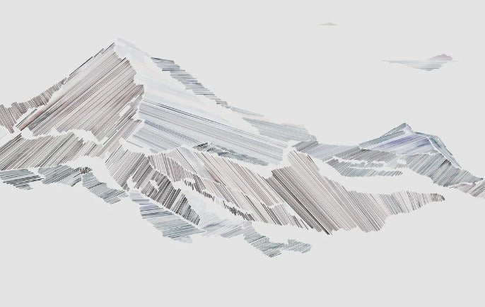 Papier peint restaurant montagne graphique style