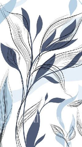 Papel pintado gráfico de flores azules