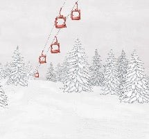 Papel pintado góndola roja montaña