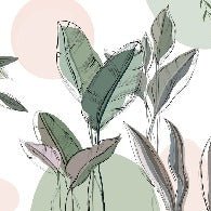 Papier peint panoramique végétal graphique vert, XXL, tendance