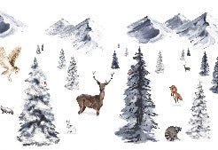 Papel pintado infantil Animales en la nieve