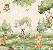 Papel pintado bebé animales de peluche