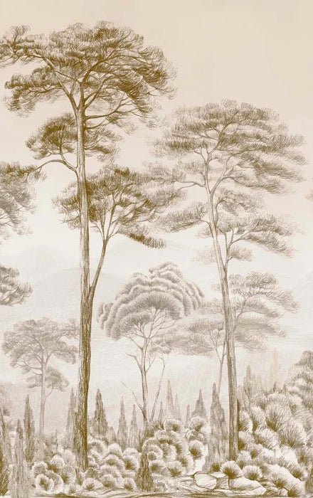 Papel pintado Naturaleza pinar sepia