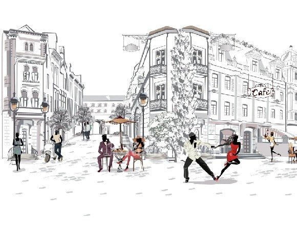 Papel pintado panorámico Paseo parisino