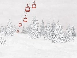 Papel pintado góndola roja montaña