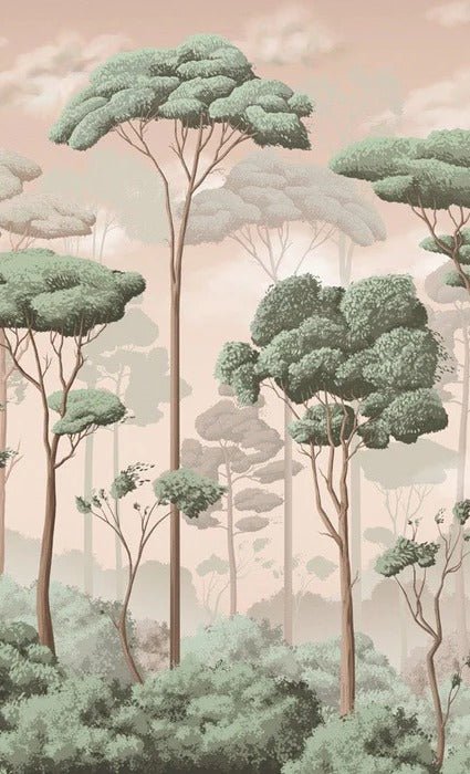 Papel pintado panorámico Voluptuoso bosque de jazmines y pinos