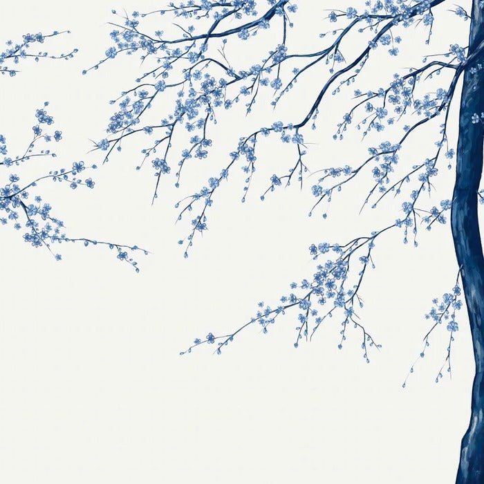 Papel pintado panorámico de flores blancas de Sakura