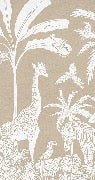 Papel pintado infantil monocromo beige Safari
