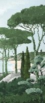 Papier peint balade dans les calanques vert