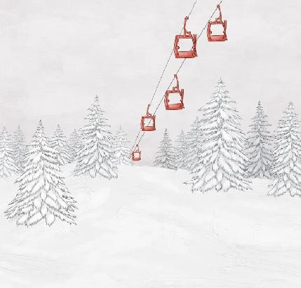 Papel pintado góndola roja montaña