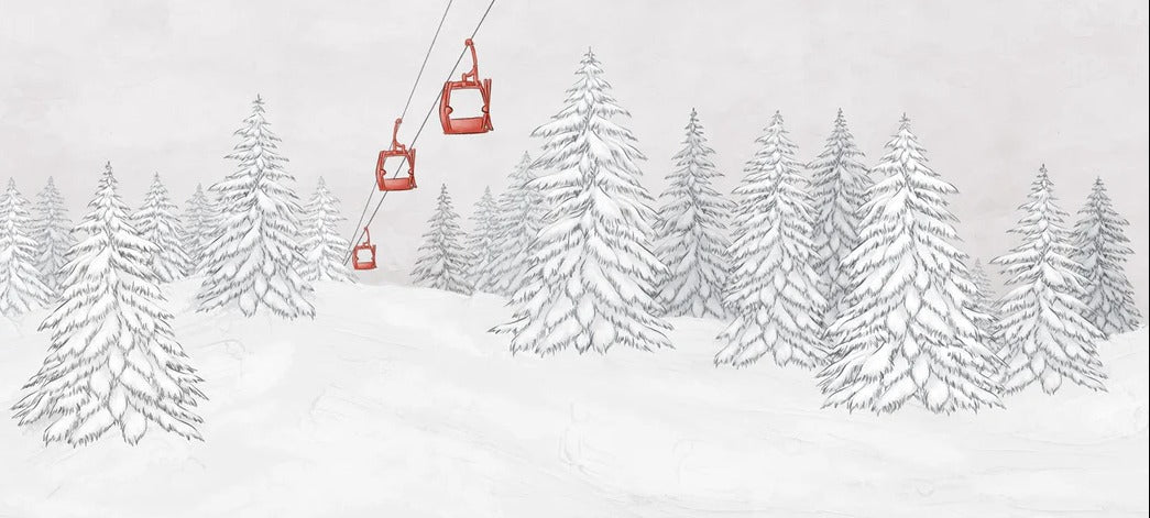Papel pintado góndola roja montaña