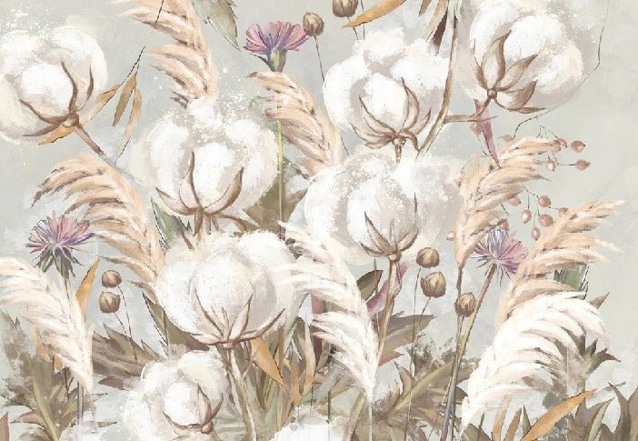 Papel pintado panorámico de flores de algodón