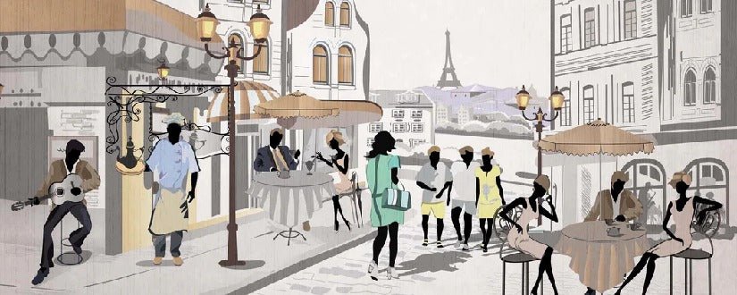Papel pintado francés Paris café en terrasse