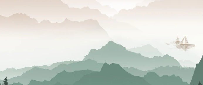 Papel pintado Montaña en la niebla terracota