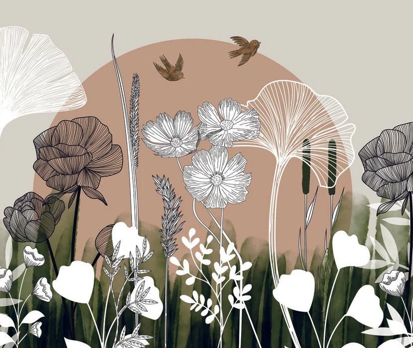 Papel pintado Ilustración floral panorámica