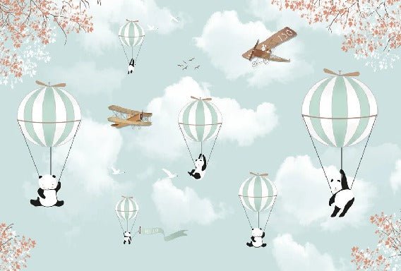 Fondo de Panda en globo aerostático