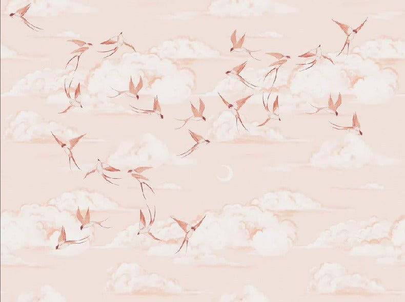 Papel pintado terracota poético para dormitorio infantil