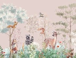 Papier peint chambre enfant nature magique rose