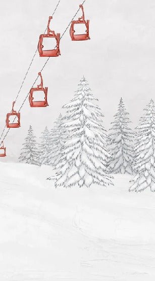 Papier peint montagne télécabine rouge, XXL, tendance