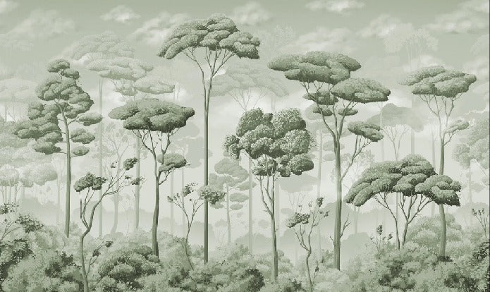 Papier peint panoramique pinède volupté vert, XXL, tendance