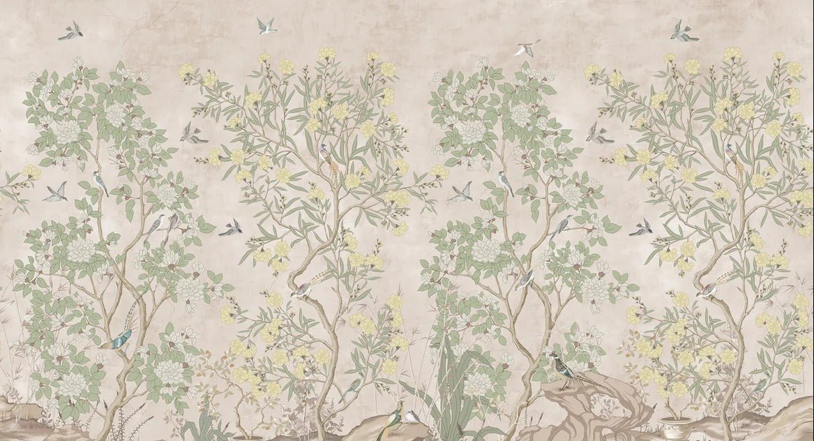 Papel pintado Panoramic chinoiserie garden