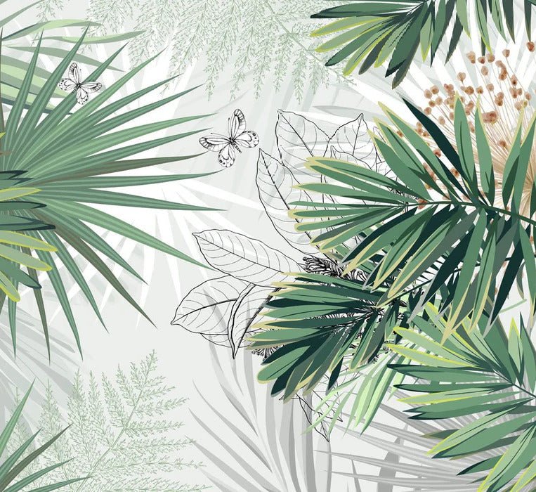 Papel pintado Panoramic nature green palm