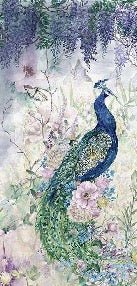 Papel Pintado Panorámico Floral Pavo Real Azul