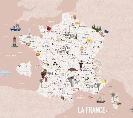 Papel pintado infantil carte France rosé