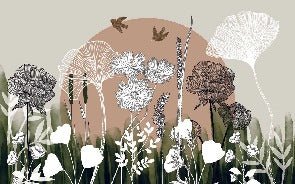 Papel pintado Ilustración floral panorámica