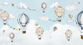 Fondo de globos aerostáticos alzando el vuelo