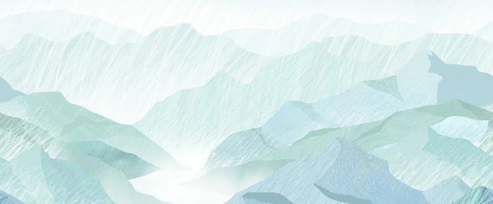 Papier peint salle de bain illustration montagnes vert, XXL, tendance