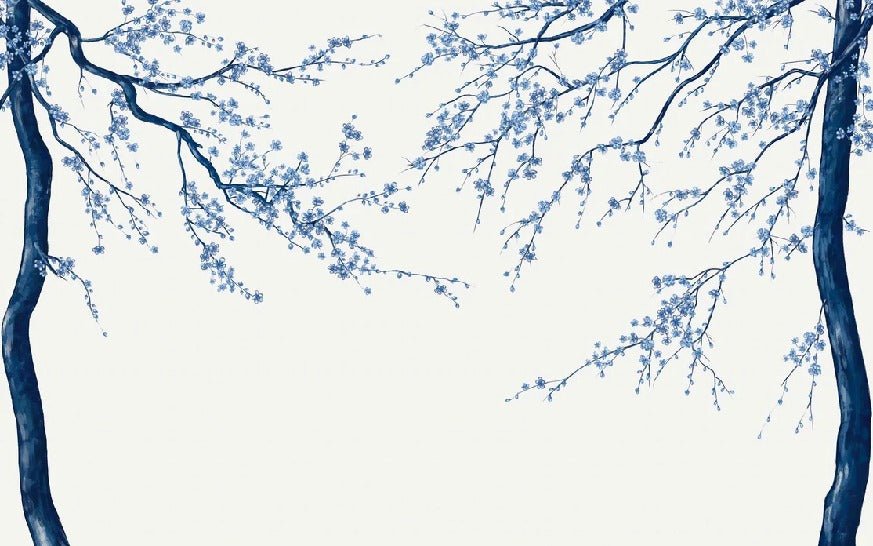 Papel pintado panorámico de flores blancas de Sakura