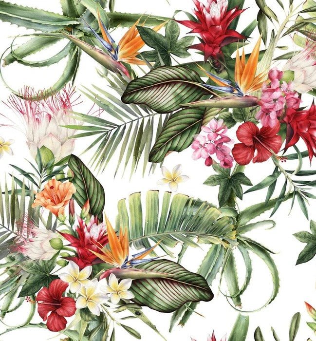 Papier peint salle de bain tropical & Fleurs colorées, XXL, tendance